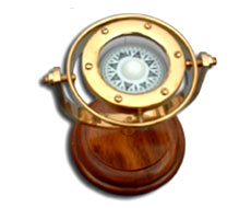Stand Navigational Compass With Wood Base