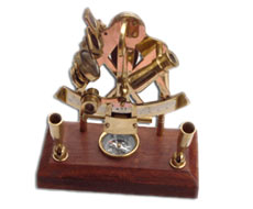 Pen Holder Nautical Sextant With Compass