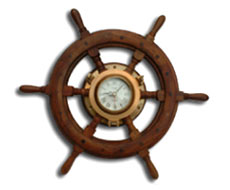Wood Ship Wheel Clock